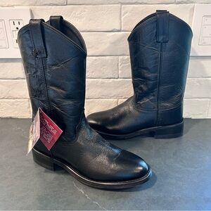 Old West sz 6 Black Heeled Leather Roper cowgirl Boots